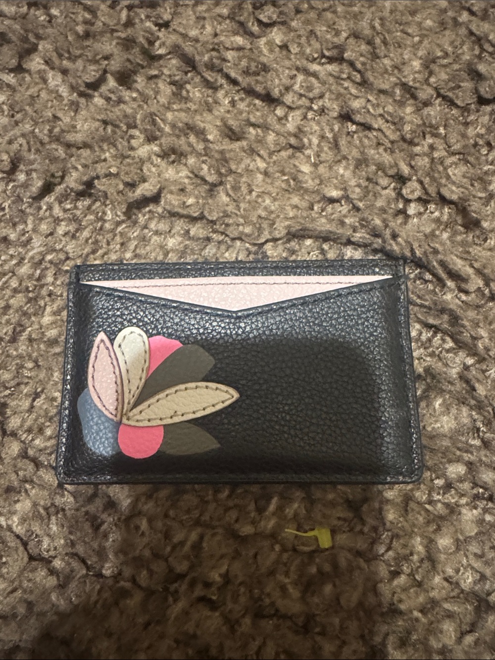 Black Fossil Floral Accent Cardholder - Women's Compact Wallet